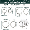 12Pcs 3 Style 201 Stainless Steel Huggie Hoop Earring Findings STAS-BBC0004-91P-2