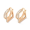 Rack Plating Square Brass Clear Cubic Zirconia Hoop Earrings EJEW-S241-11G-1