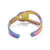 Ion Plating(IP) Rainbow Color 304 Stainless Steel Interlock Knot Shape Open Cuff Ring for Women RJEW-C025-13M-3
