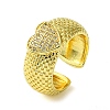 Brass Micro Pave Cubic Zirconia Open Cuff Ring RJEW-K256-15G-1