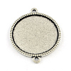 Tibetan Style Alloy Flat Round Cabochon Connector Settings TIBE-Q038-001D-AS-RS-1