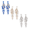 3 Pairs 3 Colors Sparkling Rhinestone Leafy Branch Dangle Stud Earrings EJEW-FI0001-90-1