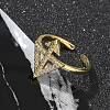 Brass Micro Pave Clear Cubic Zirconia Cuff Finger Rings for Women RJEW-U033-05G-3