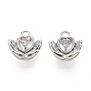 Brass Micro Pave Clear Cubic Zirconia Charms KK-N267-20P-1