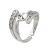 Adjustable Brass Cuff Rings ZIRC-F076-04P-2