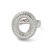 Letter Brass Micro Pave Clear Cubic Zirconia Open Cuff Ring for Women RJEW-N046-03O-P-2