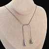 304 Stainless Steel Snake Chain Lariat Necklaces with Teardrop Ends NJEW-D300-02G-1
