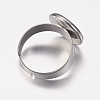 Non-Tarnish Adjustable 304 Stainless Steel Finger Rings Components X-STAS-F149-18P-B-3