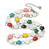 304 Stainless Steel Enamel Flower Link Chain Necklaces NJEW-S431-05P-02-1