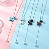 4Pcs 4 Color Dyed Synthetic Turquoise Horse with Shell Pearl Beads Pendant Necklaces NJEW-JN05895-1