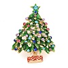 Christmas Tree Theme Zinc Alloy with Rhinestone Brooches JEWB-B018-02G-02-1