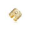Hollow Out Flower 304 Stainless Steel with Natural Shell Cuff Open Rings for Women FS-WGFCCCD-01-6