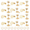 24Pcs 6 Style Ion Plating(IP) 304 Stainless Steel Flat Round Stud Findings STAS-UN0050-65-1