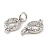 Brass Micro Pave Grade AAA Cubic Zirconia Charms ZIRC-P067-11P-Q-NR-3