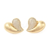 Rack Plating Brass Micro Pave Clear Cubic Zirconia Stud Earrings for Women EJEW-G394-12B-G-2