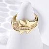 Brass Micro Pave Clear Cubic Zirconia Cuff Rings for Women RJEW-U043-09G-2