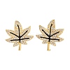 Rack Plating Leaf Brass Stud Earrings EJEW-N055-36G-RS-1