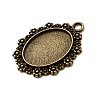 Vintage Tibetan Style Alloy Flower Pendant Cabochon Bezel Settings X-TIBEP-M018-42AB-NF-2