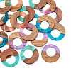 Transparent Resin & Walnut Wood Pendants RESI-CJ0001-73-6