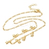 Brass Micro Pave Clear Cubic Zirconia Star Pendant Necklaces NJEW-B157-04G-5