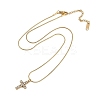 PVD Vacuum Plating 304 Stainless Steel Crystal Rhinestone Cross Pendant Round Snake Chain Necklaces for Women NJEW-Z044-05G-2