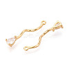Brass Micro Pave Clear Cubic Zirconia Pendants KK-T078-01G-01-2