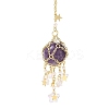 Natural Amethyst with Rack Plating Brass Pendants Decorations AJEW-B023-01G-05-2