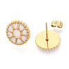 Flat Round with Sun 304 Stainless Steel Enamel Stud Earrings EJEW-T047-17G-B-2