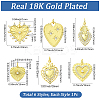 6Pcs 6 Styles Rack Plating Brass & Cubic Zirconia Pendants KK-SC0006-93-2