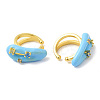 Colorful Cubic Zirconia Teardrop Cuff Earrings with Enamel EJEW-G348-04G-2