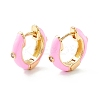 Clear Cubic Zirconia Chunky Hinged Hoop Earrings with Enamel EJEW-P196-20G-04-1