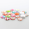 Half Round/Dome Floral Printed Glass Cabochons GGLA-A002-20mm-UU-3