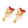 Heart 304 Stainless Steel Enamel Stud Earrings EJEW-T047-26G-A-1