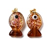 Handmade Dichroic Foil Lampwork Pendants X2-DICH-G001-01G-02-1