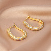 Oval Brass Micro Pave Clear Cubic Zirconia Hoop Earrings FS-WGB46CF-01-1