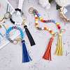 Silicone Round Beaded Keychain with Imitation Leather Tassel KEYC-SW00005-01-7