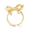 Bowknot Brass Open Cuff Rings for Women RJEW-C098-28G-3