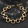 304 Stainless Steel Flat Round Link Chain Bracelets for Women BJEW-R021-08G-2