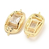 Brass Pave Rectangle Clear Glass Connector Charms KK-S386-19G-2