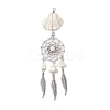4Pcs 4 Styles Natural Shell & Synthetic Turquoise & Alloy Woven Web/Net with Feather Big Pendants PALLOY-JF03444-3