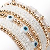 7Pcs 7 Style Evil Eye Lampwork & Glass Seed & Brass Beaded Stretch Bracelets Set for Women BJEW-JB09249-02-3