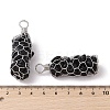Rack Plating Copper Wire Wrapped Natural Obsidian Chip Big Pendants G-C130-01P-07-3