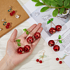 4 Pairs 4 Styles Foam & Glass & Acrylic Cherry Dangle Stud Earrings with Brass Pins EJEW-FI0002-88-3