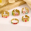 5Pcs Adjustable 304 Stainless Steel Enamel Cuff Rings for Women RJEW-V004-08G-1