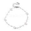 ABS Plastic Pearl Round Beads Link Bracelets BJEW-G774-05P-5