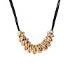 Brass and Iron Multi Ring Pendant Black Waxed Cord Necklaces for Women FS-WG5AD10-01-3