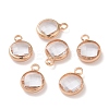 Golden Tone Brass Glass Flat Round Charms GLAA-M003-A-21G-1
