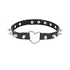 Spiked Rivet Alloy Heart Link PU Leather Choker Necklaces for Women FS-WGC3189-01-5