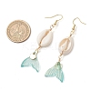 Natural Cowrie Shell Glass Dangle Earrings EJEW-JE06385-02-3