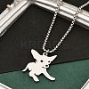 201 Stainless Steel Laser Cut Puppy Dog Pendant Box Chain Necklaces for Women Men NJEW-Q004-01P-3